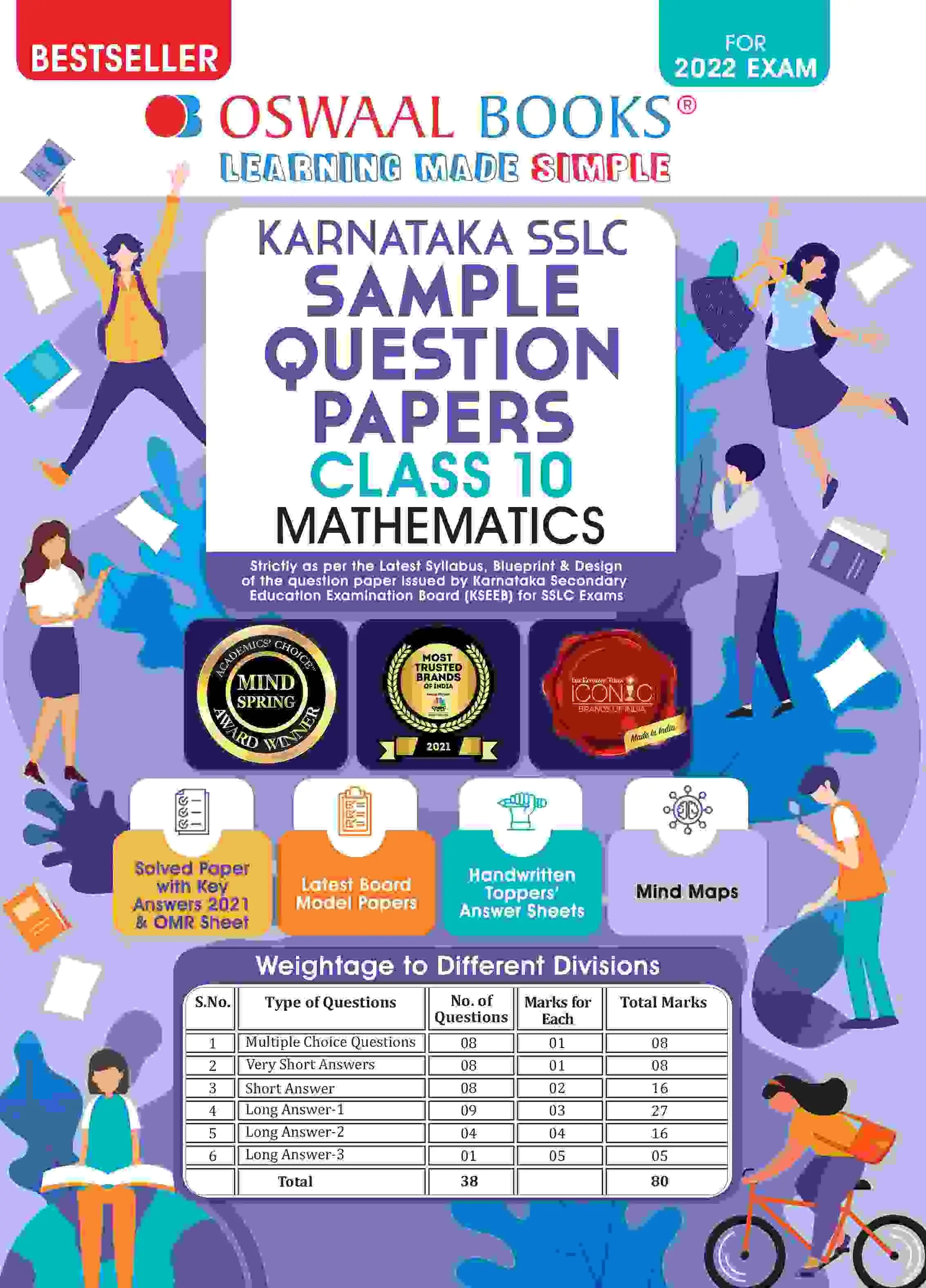 Oswaal Karnataka SSLC Sample Question Papers, Class-10, Mathematics (For  2024 exam)